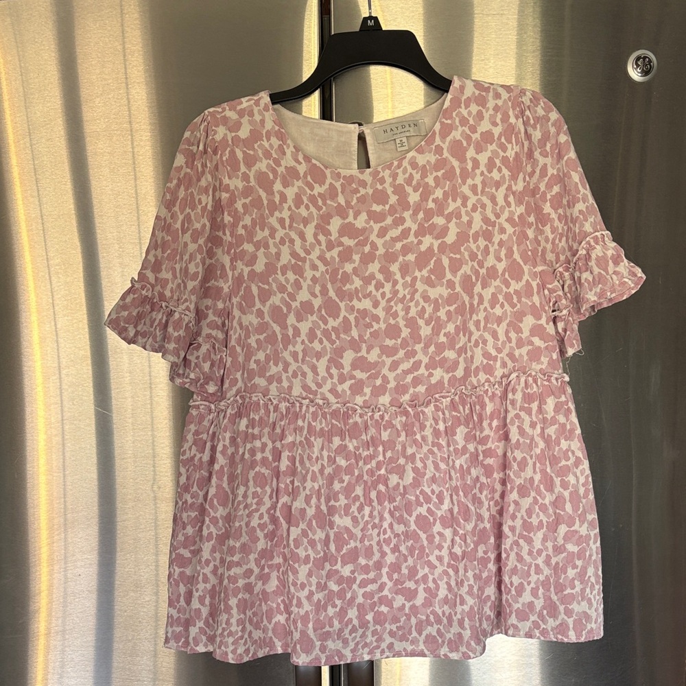 Hayden Pink and White Ruffle Blouse